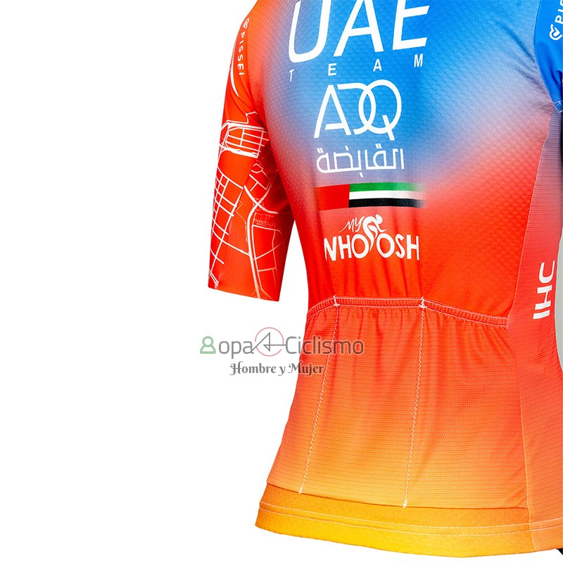 Uae Team Emirates Ropa Ciclismo Culotte Corto 2023 Mangas Cortas Naranja Azur
